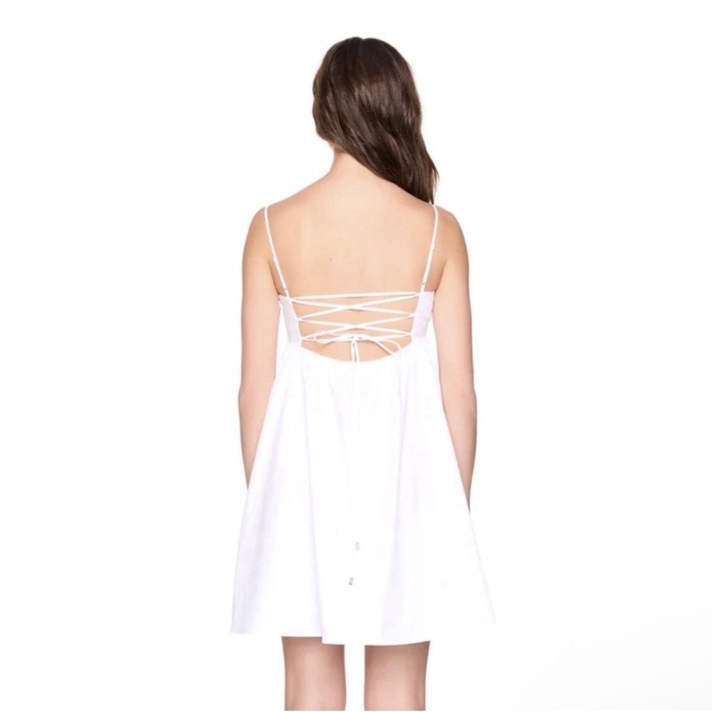 NWT Susana Monaco Poplin Square Wire Dress XL Lace Up Back Pockets Preppy $198 - Picture 3 of 12